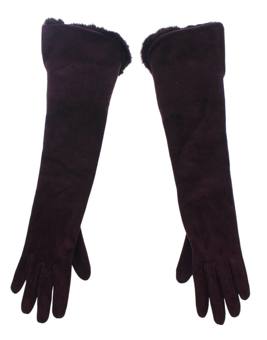 Gants en cuir suédé et peau de chèvre en fourrure de vison violet