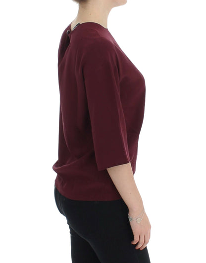 Blouse en soie rouge à manches 3/4