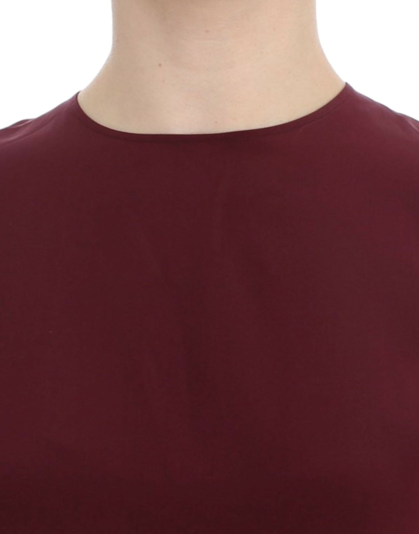 Blouse en soie rouge à manches 3/4