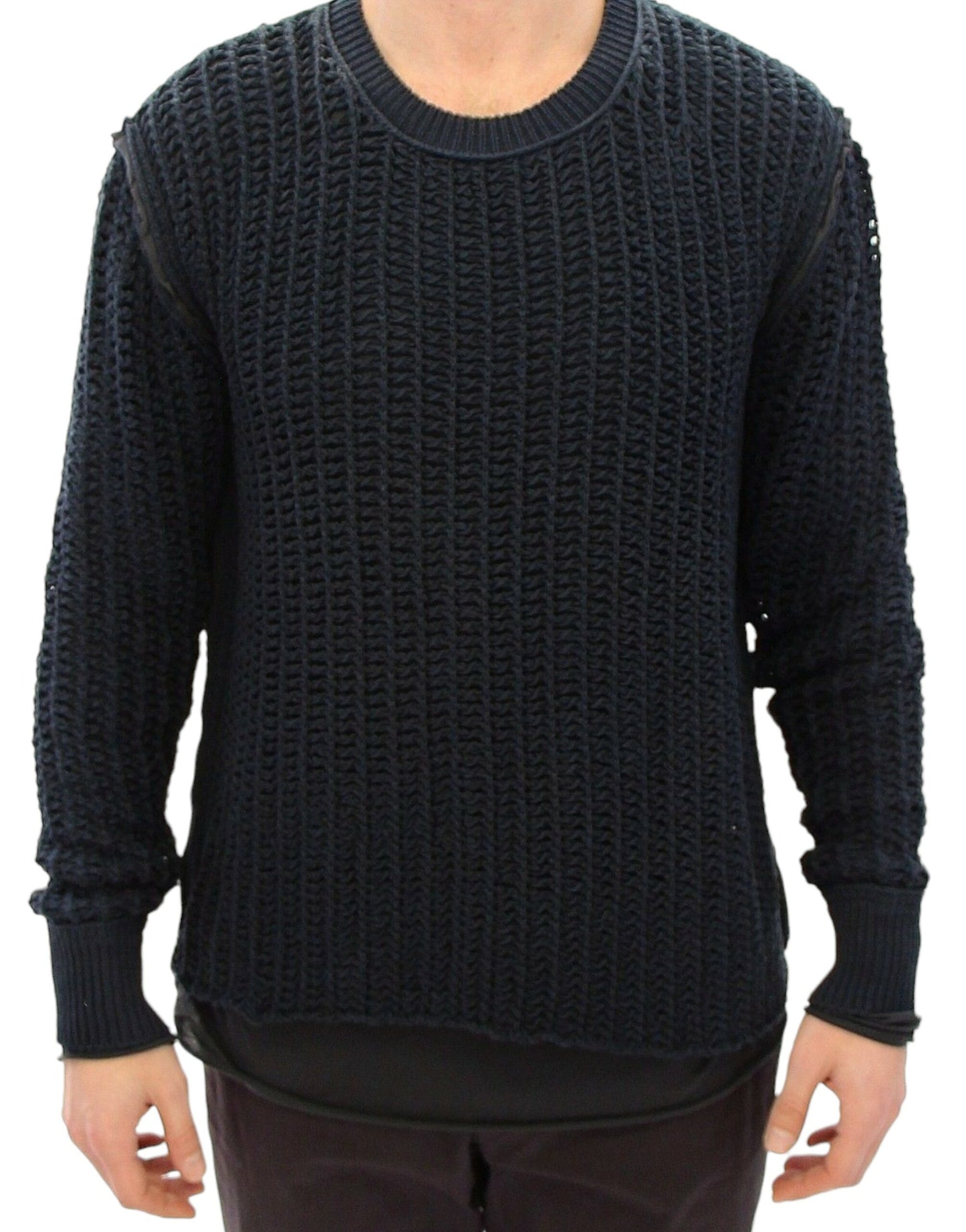 Blauer Runway Netz Pullover mit Netzmuster