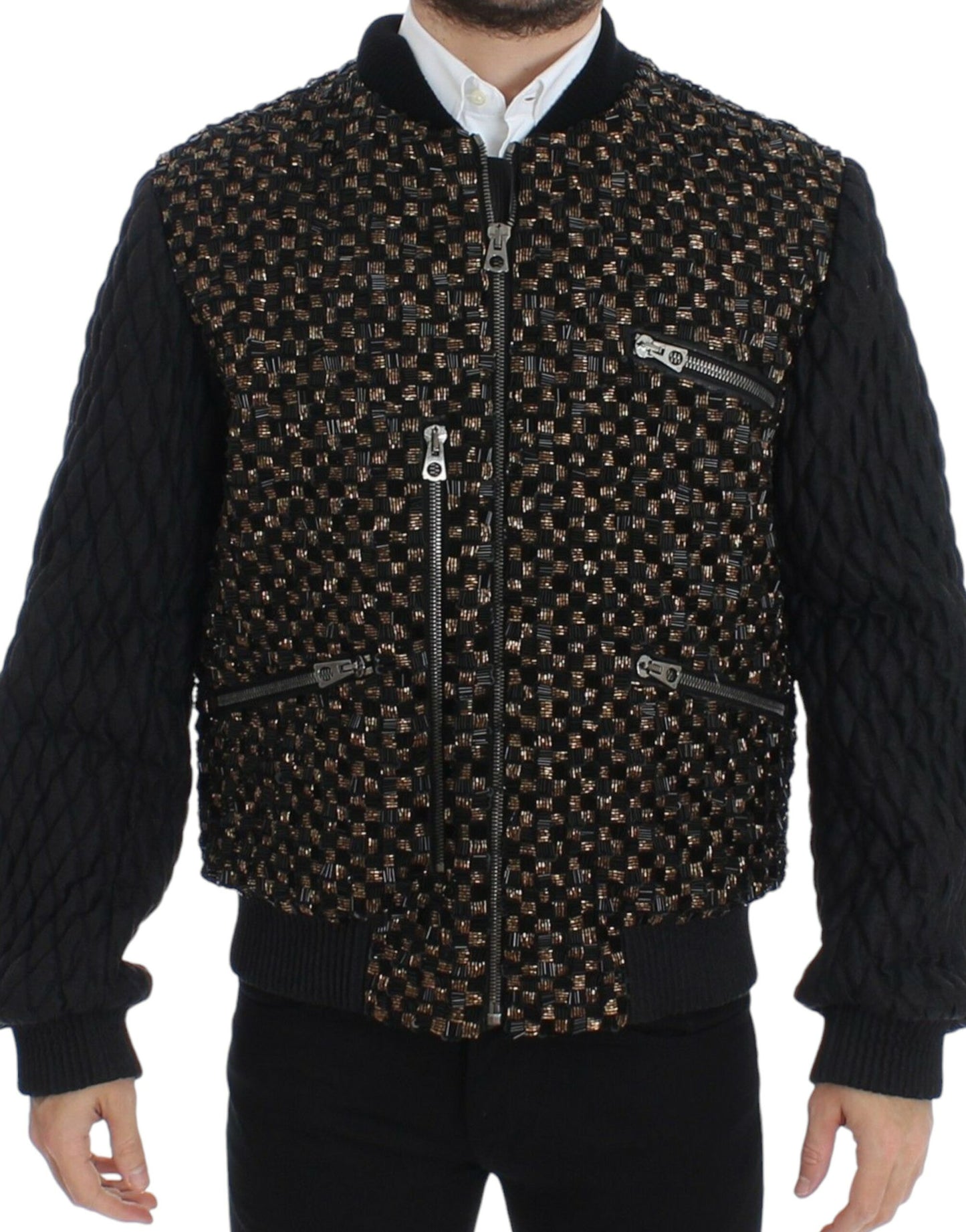 Veste en chèvre pailletée noire