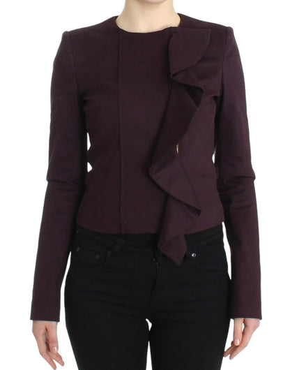 Lila geraffte Jacke Mantel Blazer kurz