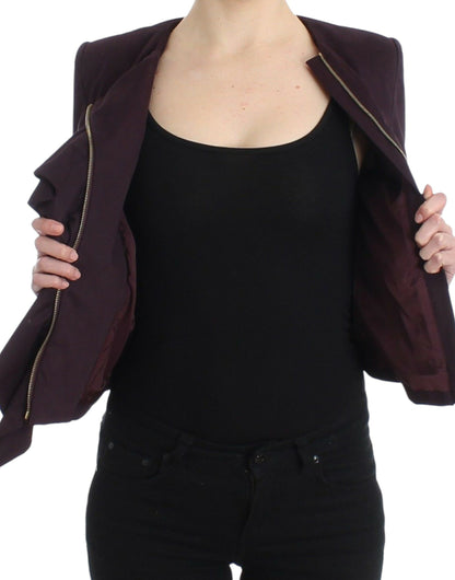 Lila geraffte Jacke Mantel Blazer kurz