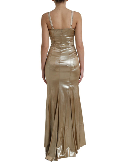 Dolce & Gabbana Elegant Metallic Gold Sheath Dress with Crystals