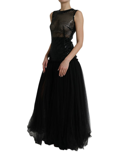 Dolce &amp; Gabbana Elegantes schwarzes Abendkleid mit Pailletten