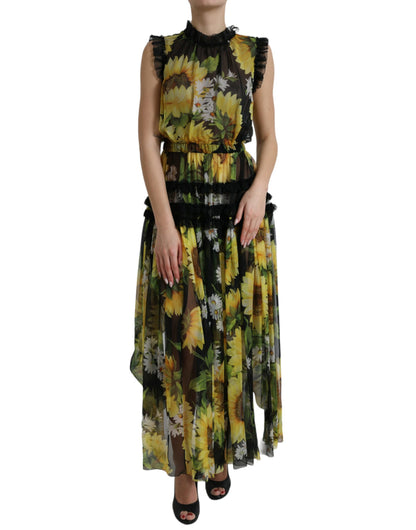 Dolce &amp; Gabbana Elegantes Maxikleid aus Sonnenblumenseide