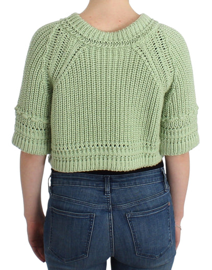 Pull en maille court vert Pull tricoté