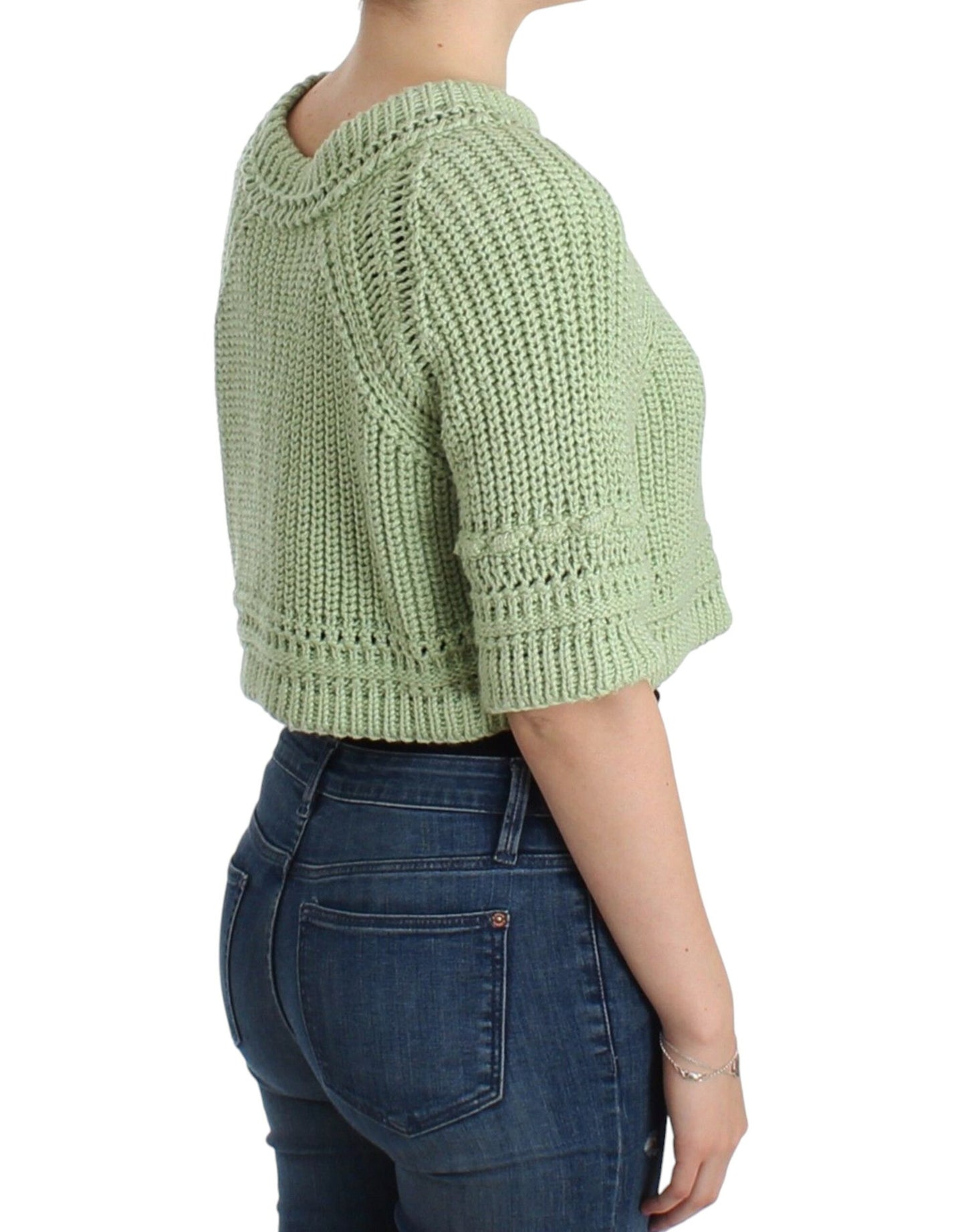 Pull en maille court vert Pull tricoté