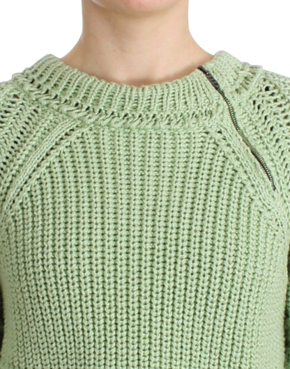 Pull en maille court vert Pull tricoté