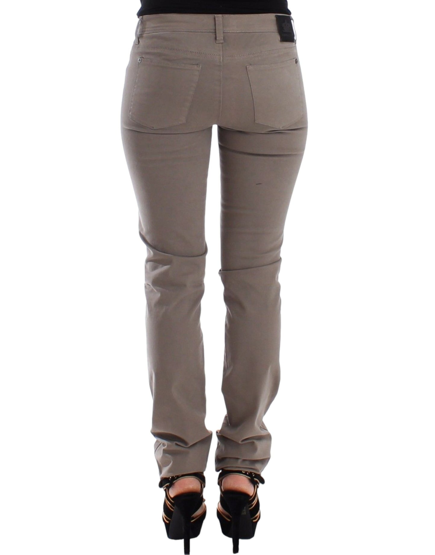 Pantaloni skinny jeans slim beige tortora