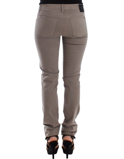 Pantaloni skinny jeans slim beige tortora