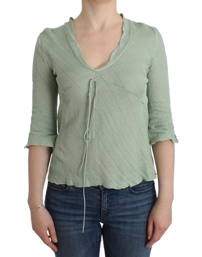 Camicetta con top in maglione lavorato a maglia leggero verde