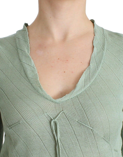 Camicetta con top in maglione lavorato a maglia leggero verde