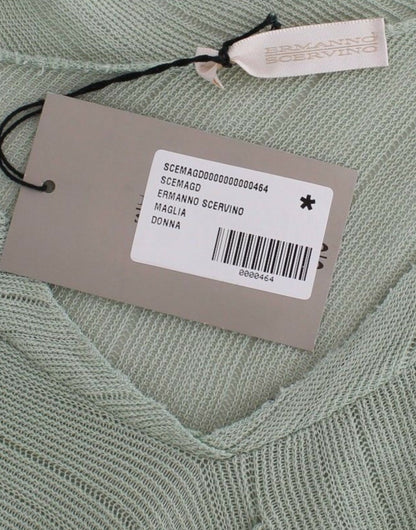 Camicetta con top in maglione lavorato a maglia leggero verde