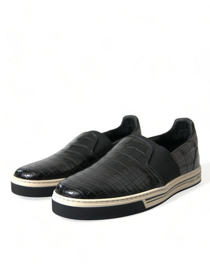 Dolce &amp; Gabbana Elegante Low-Top-Sneakers aus Krokodilleder