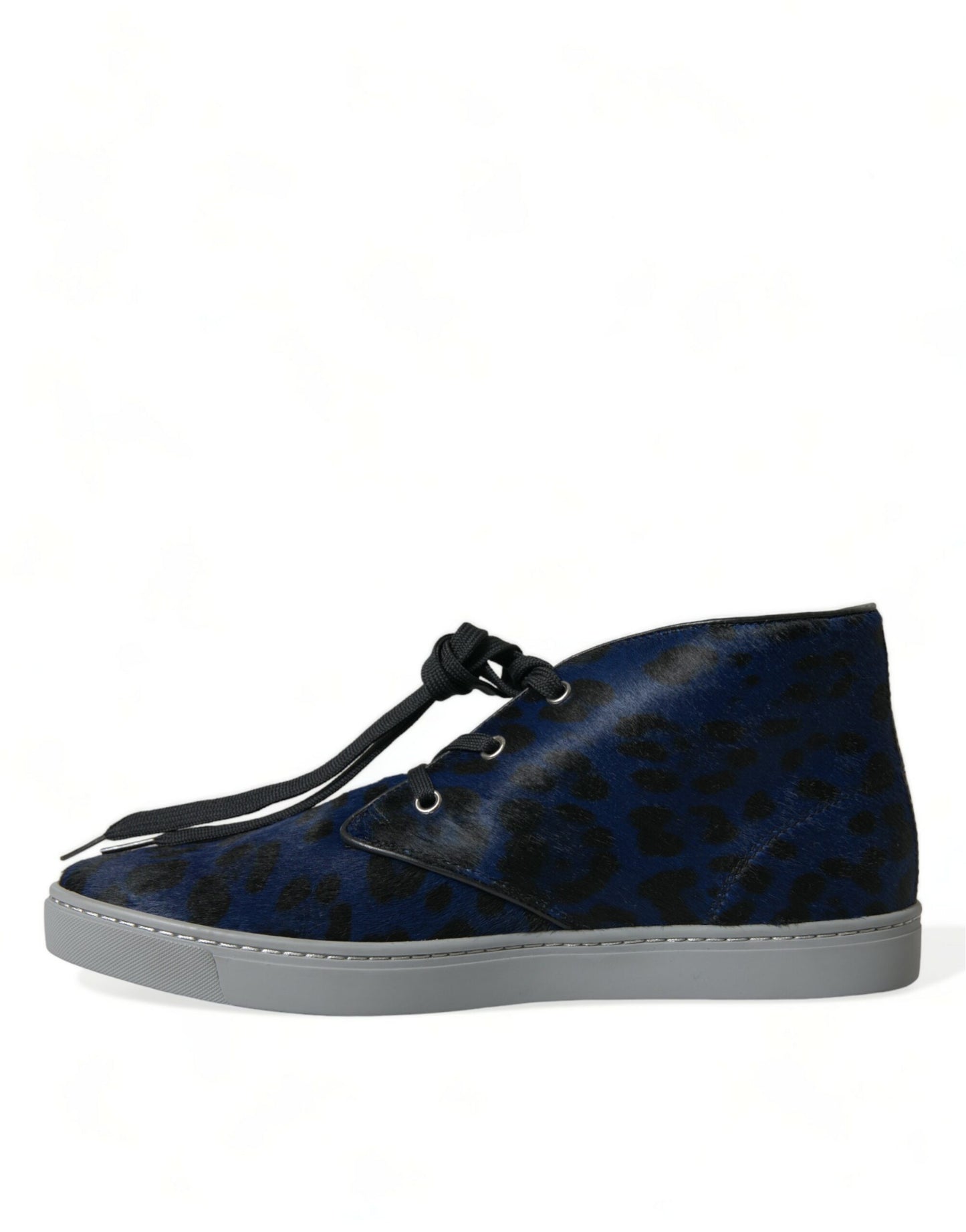 Dolce &amp; Gabbana Schicke Mid-Top-Sneakers mit Leopardenmuster in Blau