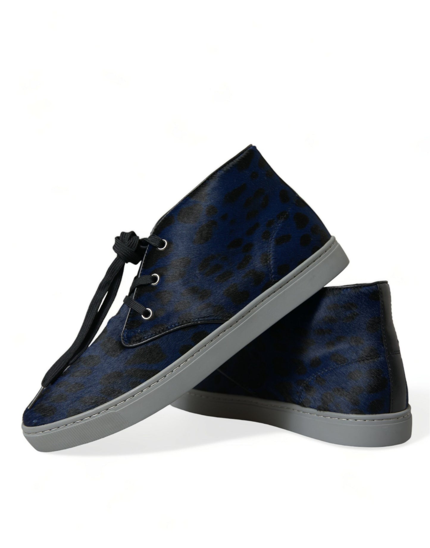 Dolce &amp; Gabbana Schicke Mid-Top-Sneakers mit Leopardenmuster in Blau