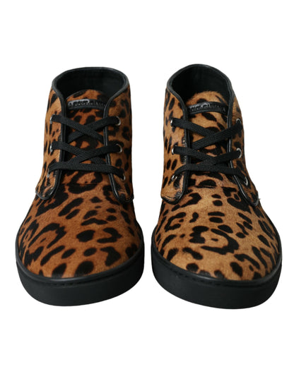 Dolce &amp; Gabbana Elegante Mid-Top-Sneaker mit Leopardenmuster