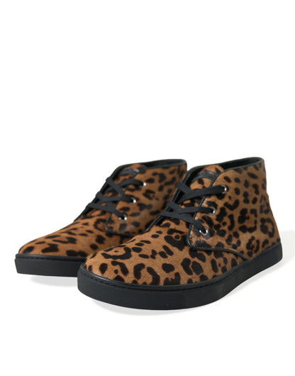 Dolce &amp; Gabbana Elegante Mid-Top-Sneaker mit Leopardenmuster