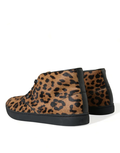 Dolce &amp; Gabbana Elegante Mid-Top-Sneaker mit Leopardenmuster