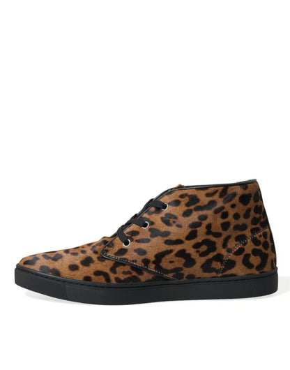 Dolce &amp; Gabbana Elegante Mid-Top-Sneaker mit Leopardenmuster