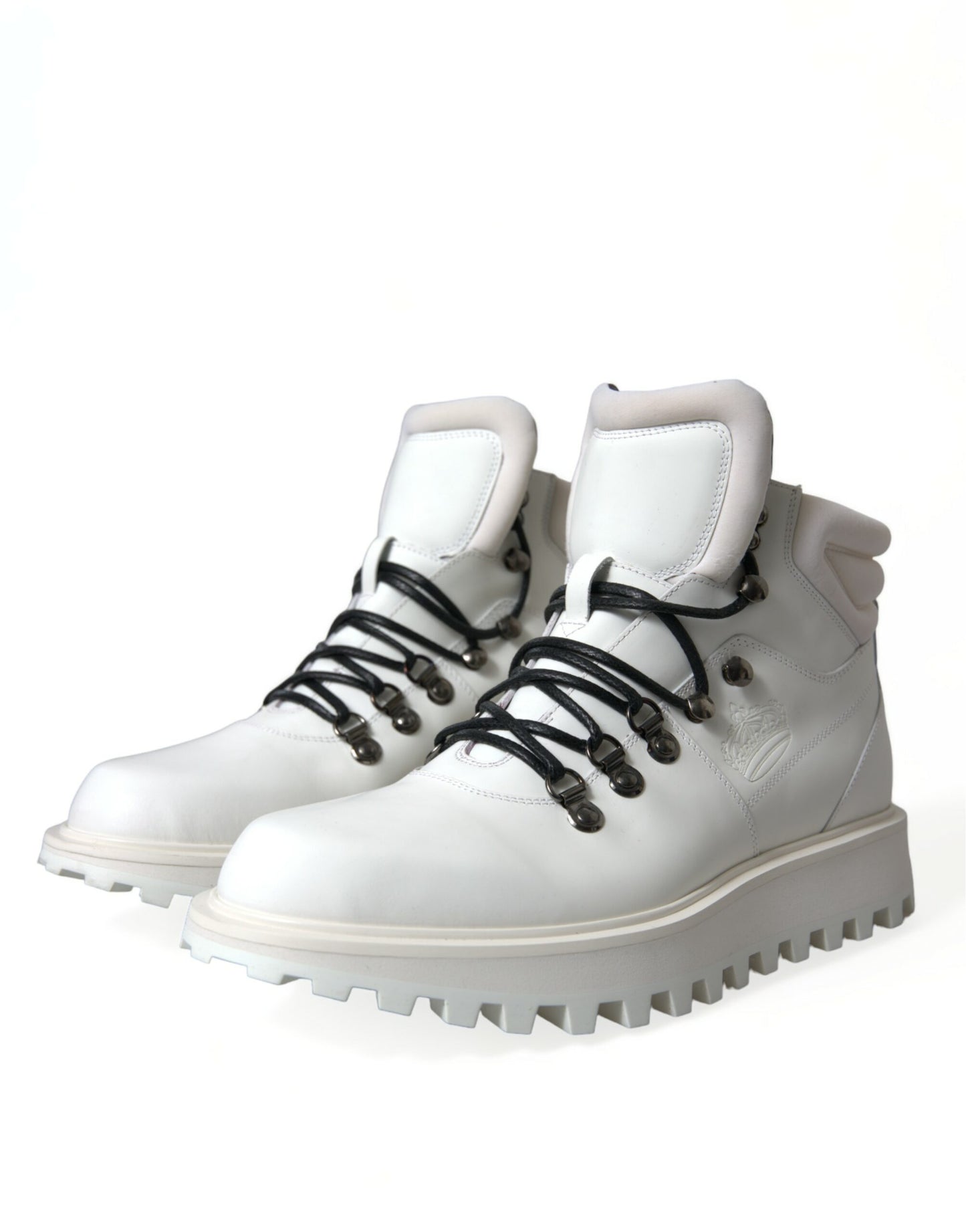 Dolce & Gabbana Elegant White Leather Ankle Boots