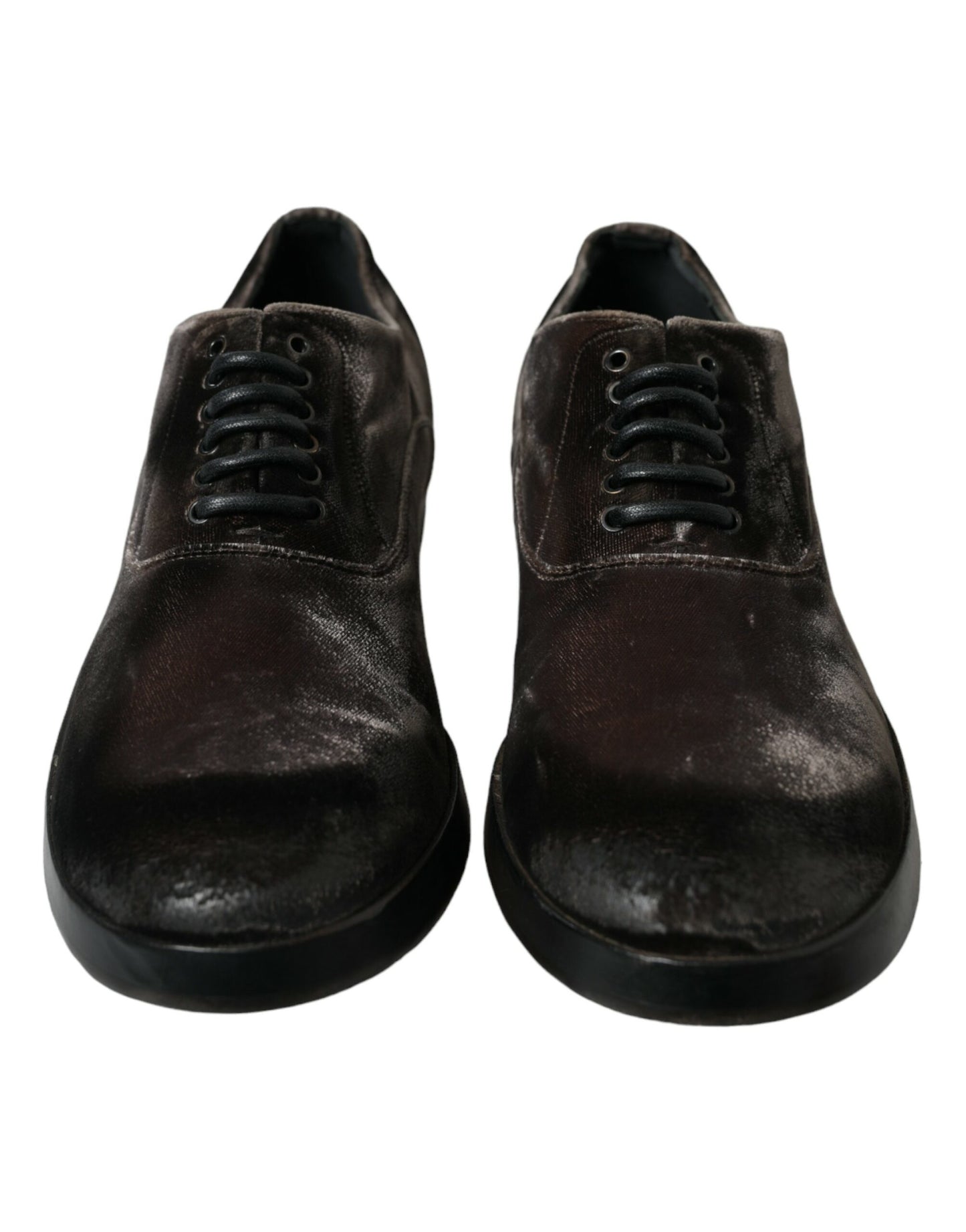 Dolce &amp; Gabbana – Elegante Oxford-Schnürschuhe aus braunem Samt