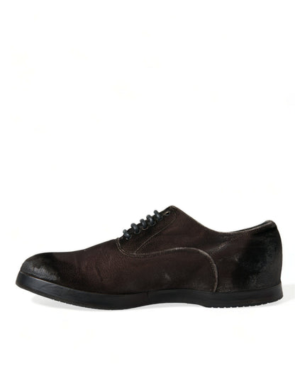 Dolce &amp; Gabbana – Elegante Oxford-Schnürschuhe aus braunem Samt