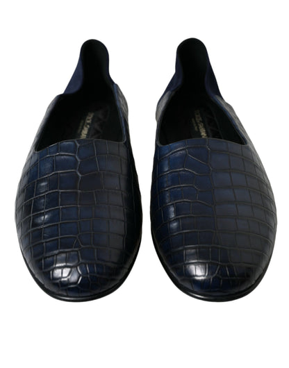 Dolce &amp; Gabbana Elegante Loafer aus blauem Krokodilleder