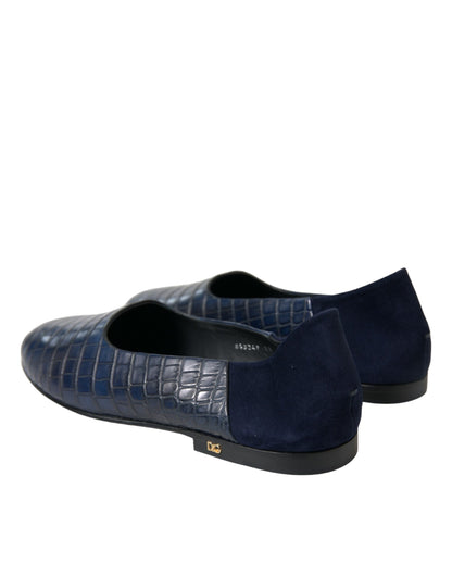 Dolce &amp; Gabbana Elegante Loafer aus blauem Krokodilleder