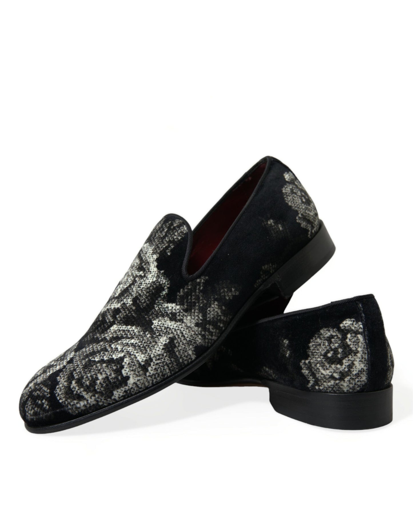 Dolce &amp; Gabbana – Elegante Loafer aus Samt mit Blumenmuster