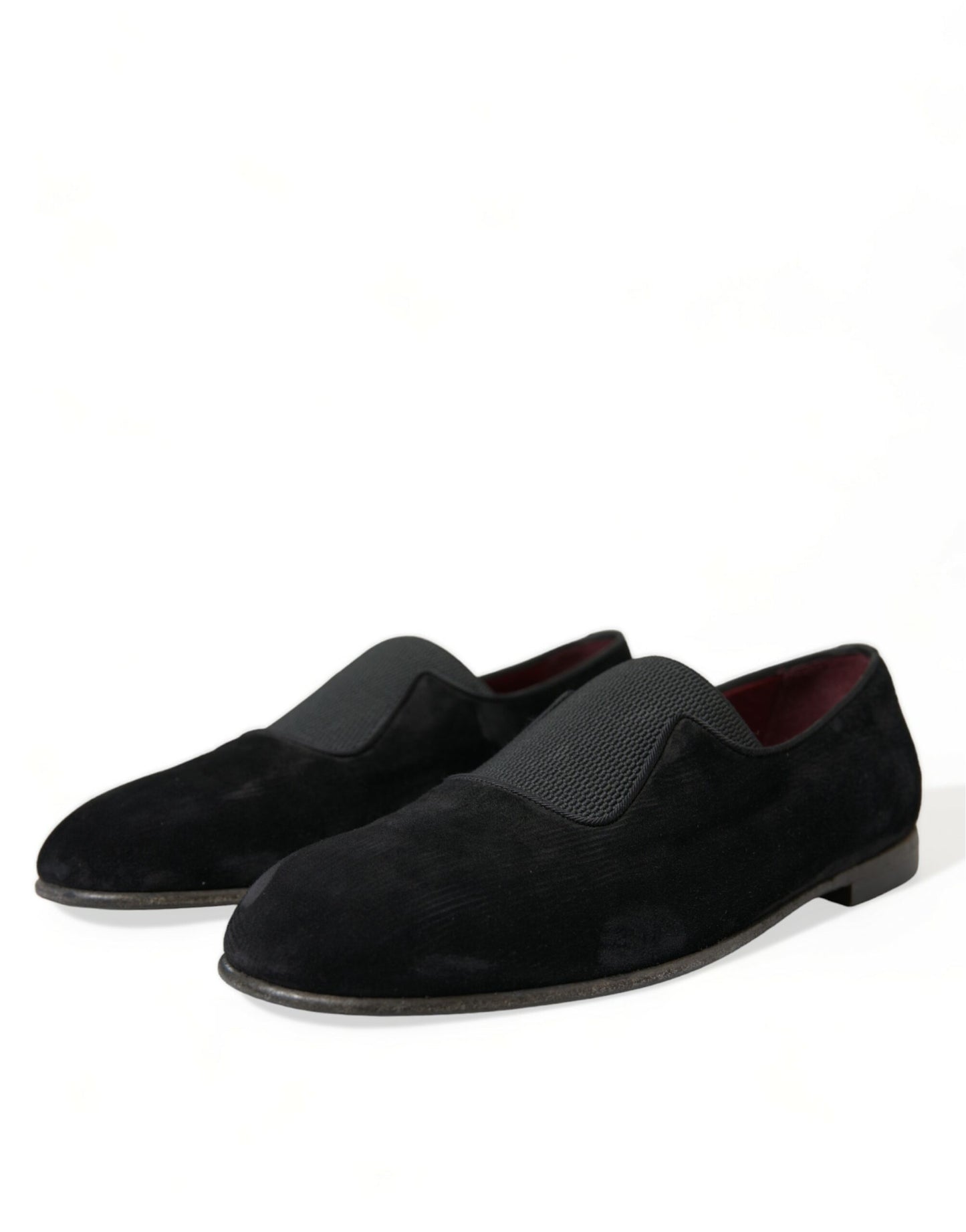 Dolce &amp; Gabbana Elegante schwarze Velours-Loafer für den anspruchsvollen Gentleman