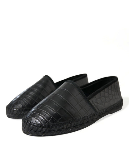 Dolce & Gabbana Exotic Black Leather Espadrilles