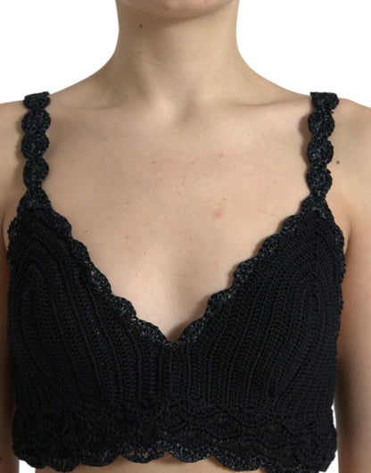 Dolce &amp; Gabbana Elegantes schwarzes Häkel-Korsett-Top