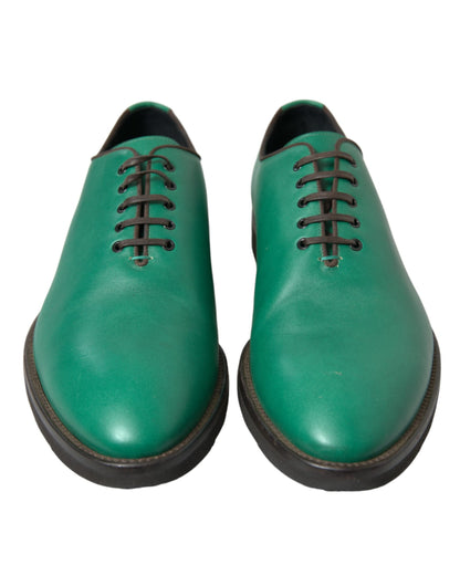 Dolce &amp; Gabbana – Elegante Oxford-Schuhe aus grünem Leder