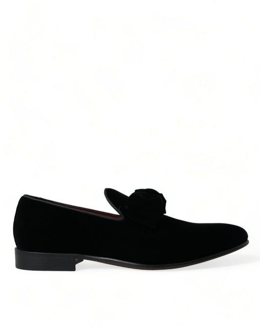 Elegante schwarze Samt-Loafer von Dolce &amp; Gabbana – Luxusschuhe für Herren