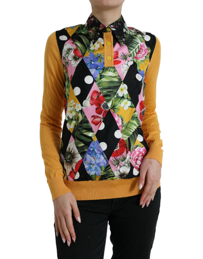 Dolce &amp; Gabbana Eleganter Patchwork-Henley-Pullover aus Seidenmischung