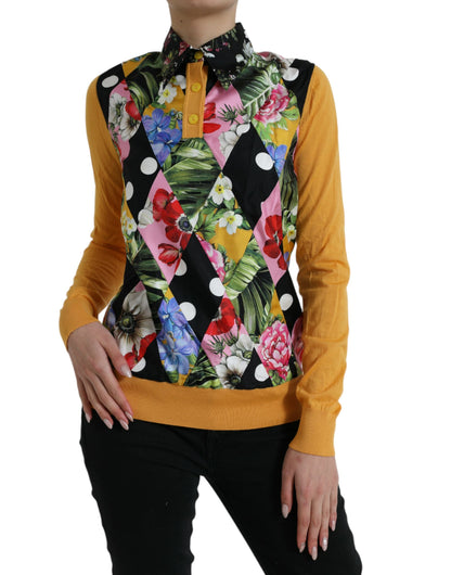 Dolce &amp; Gabbana Eleganter Patchwork-Henley-Pullover aus Seidenmischung