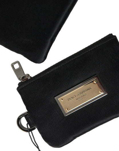 Dolce &amp; Gabbana Elegante schwarze Tasche aus Nylon und Leder