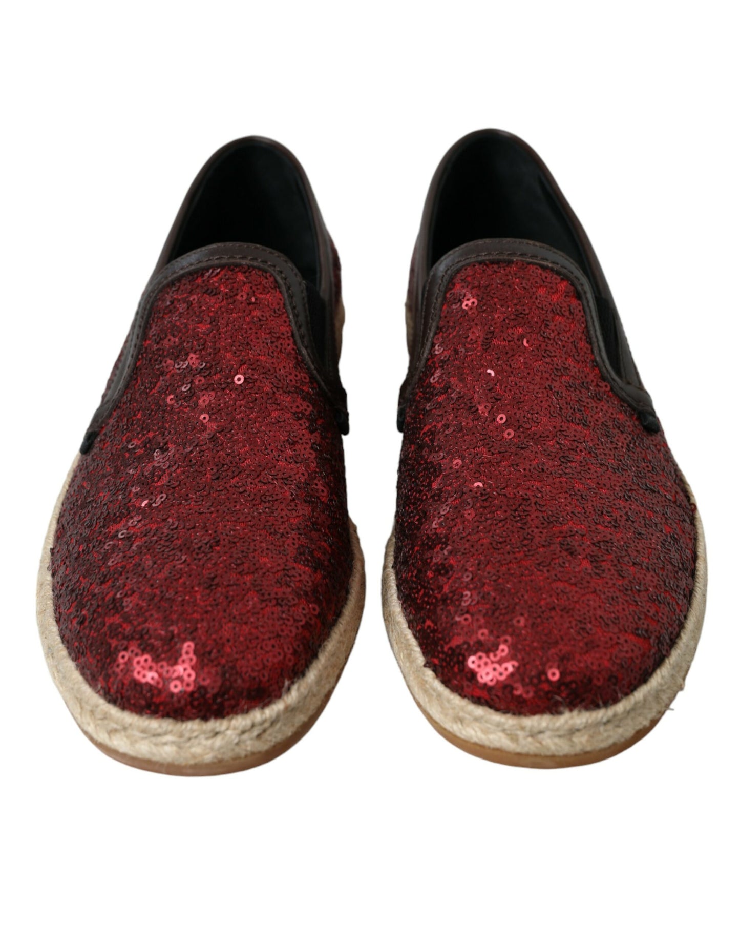 Dolce &amp; Gabbana – Rote Leder-Loafer mit Pailletten