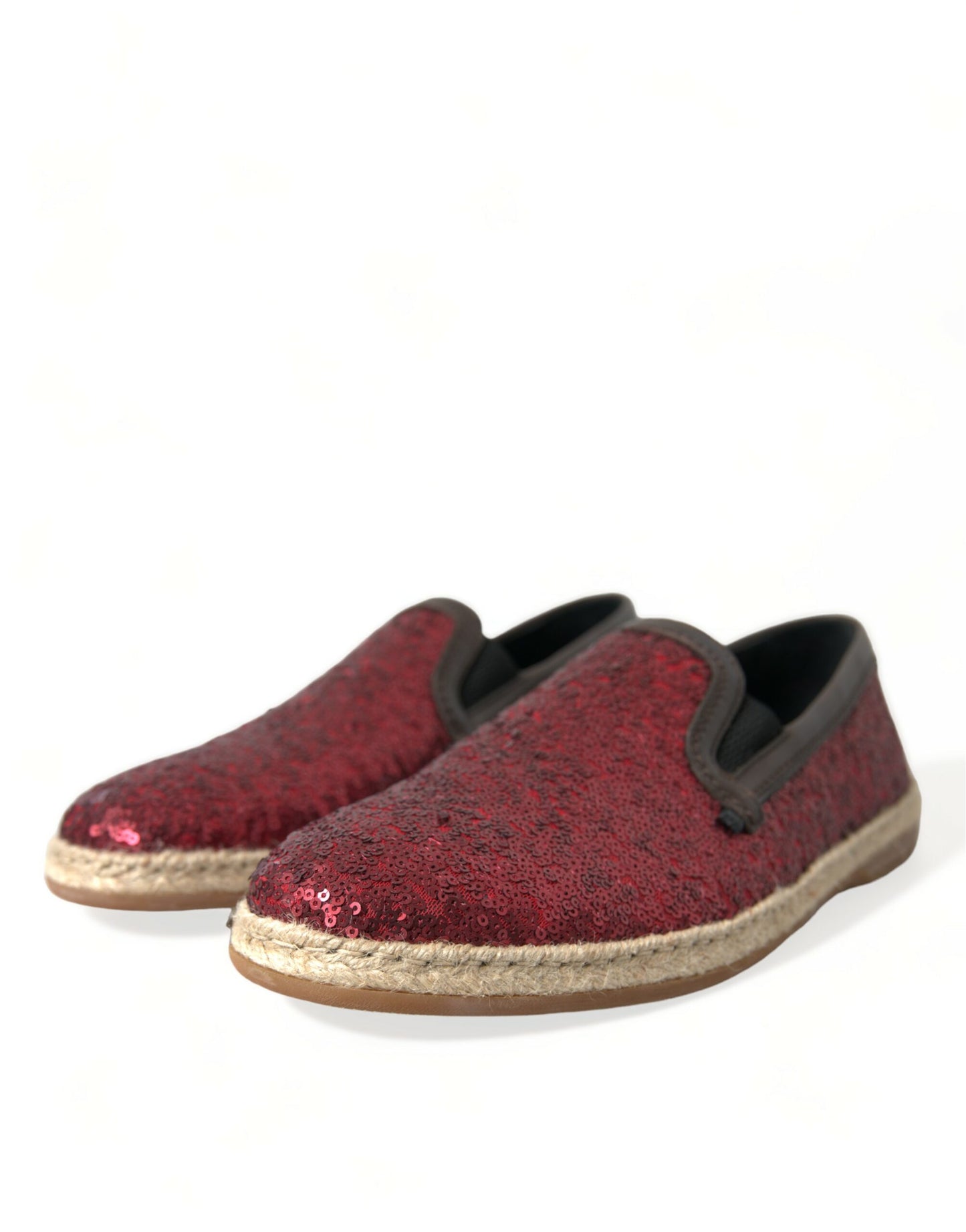 Dolce &amp; Gabbana – Rote Leder-Loafer mit Pailletten