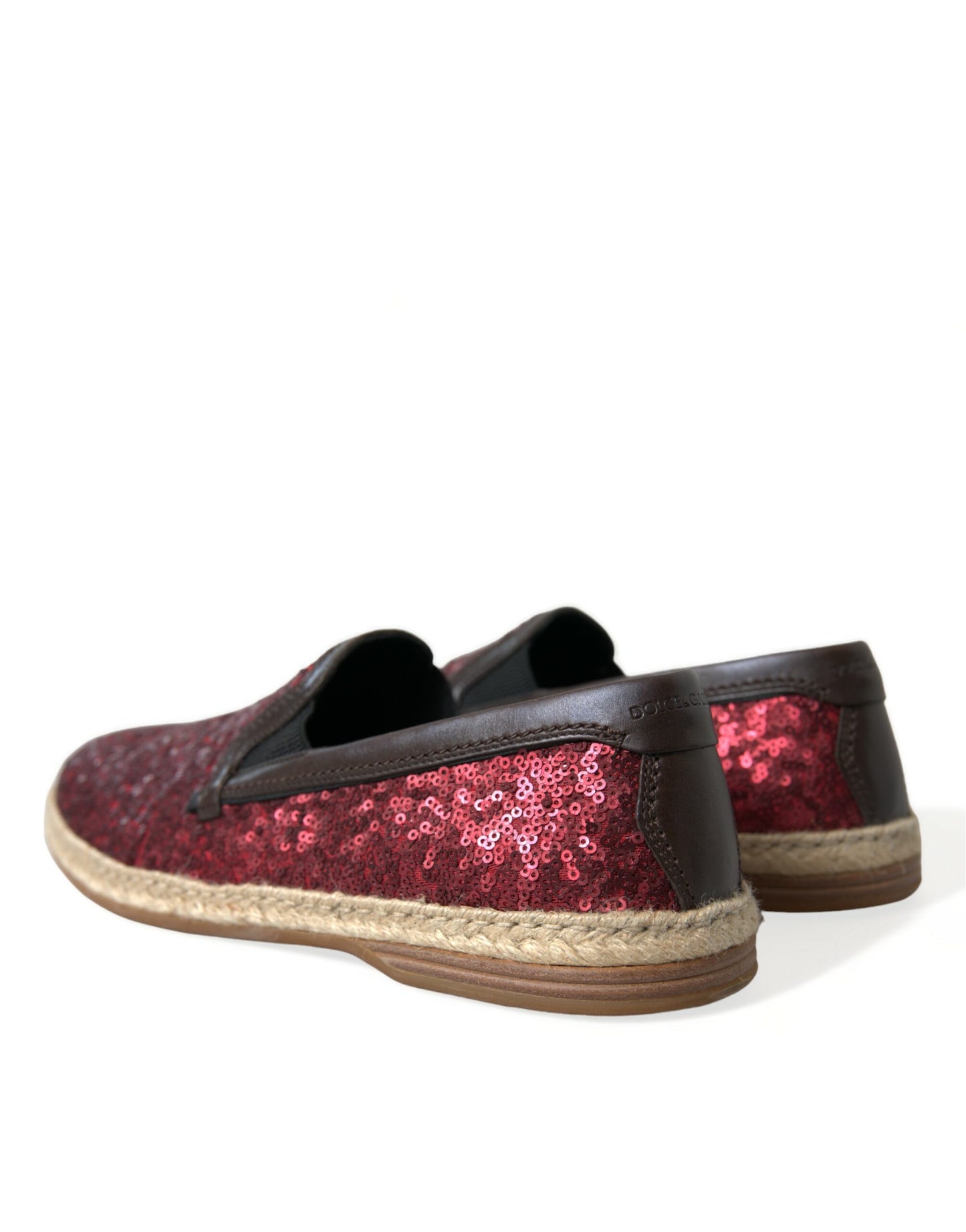 Dolce &amp; Gabbana – Rote Leder-Loafer mit Pailletten