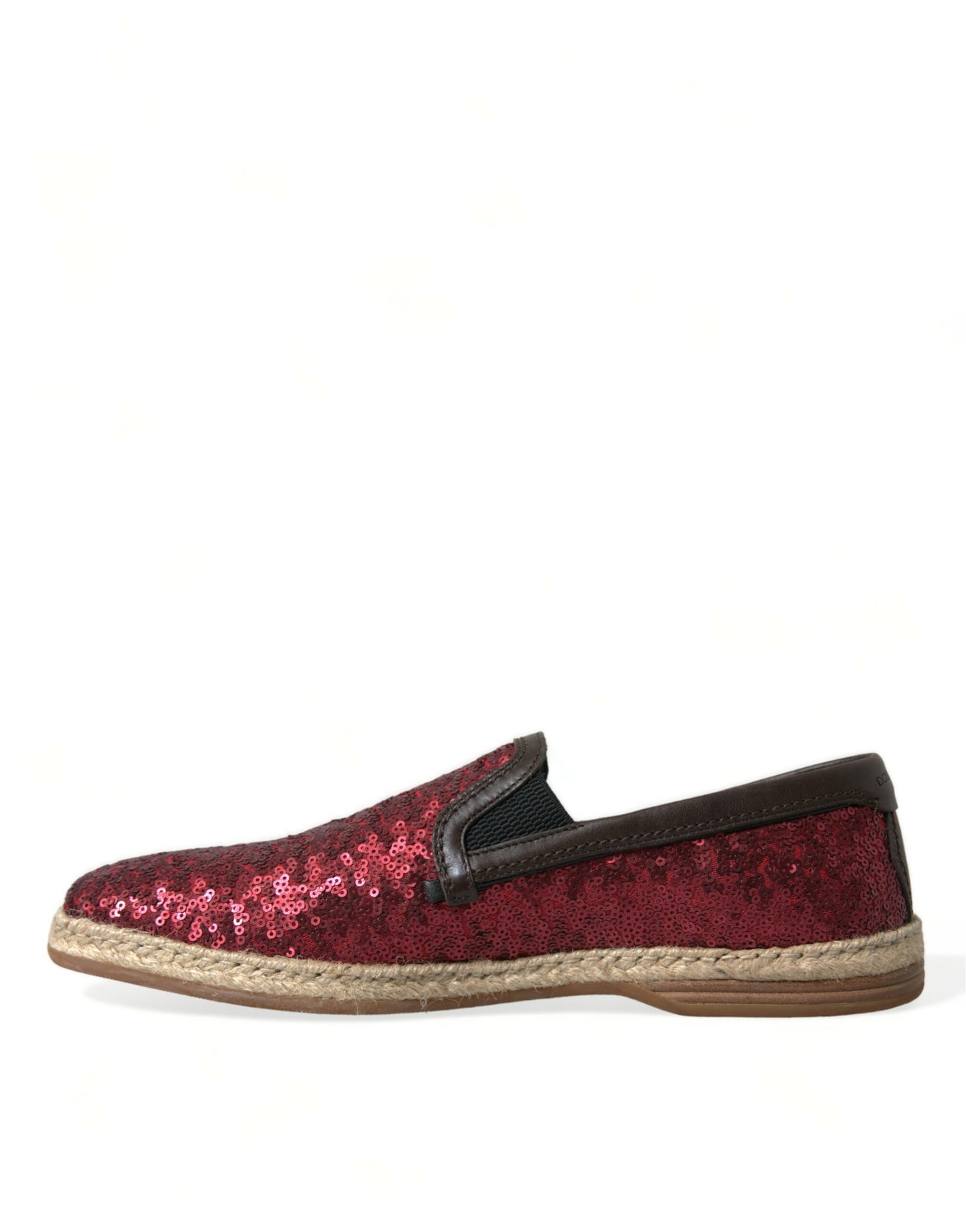 Dolce &amp; Gabbana – Rote Leder-Loafer mit Pailletten