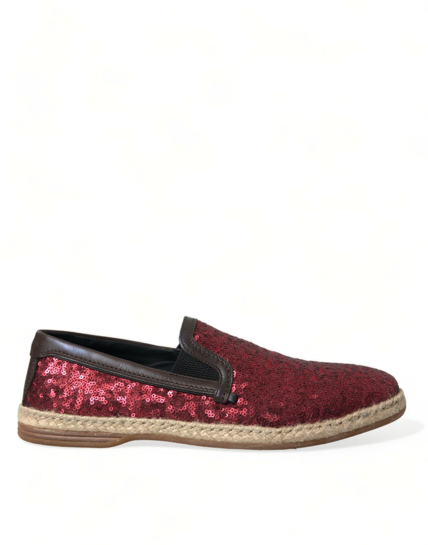 Dolce &amp; Gabbana – Rote Leder-Loafer mit Pailletten