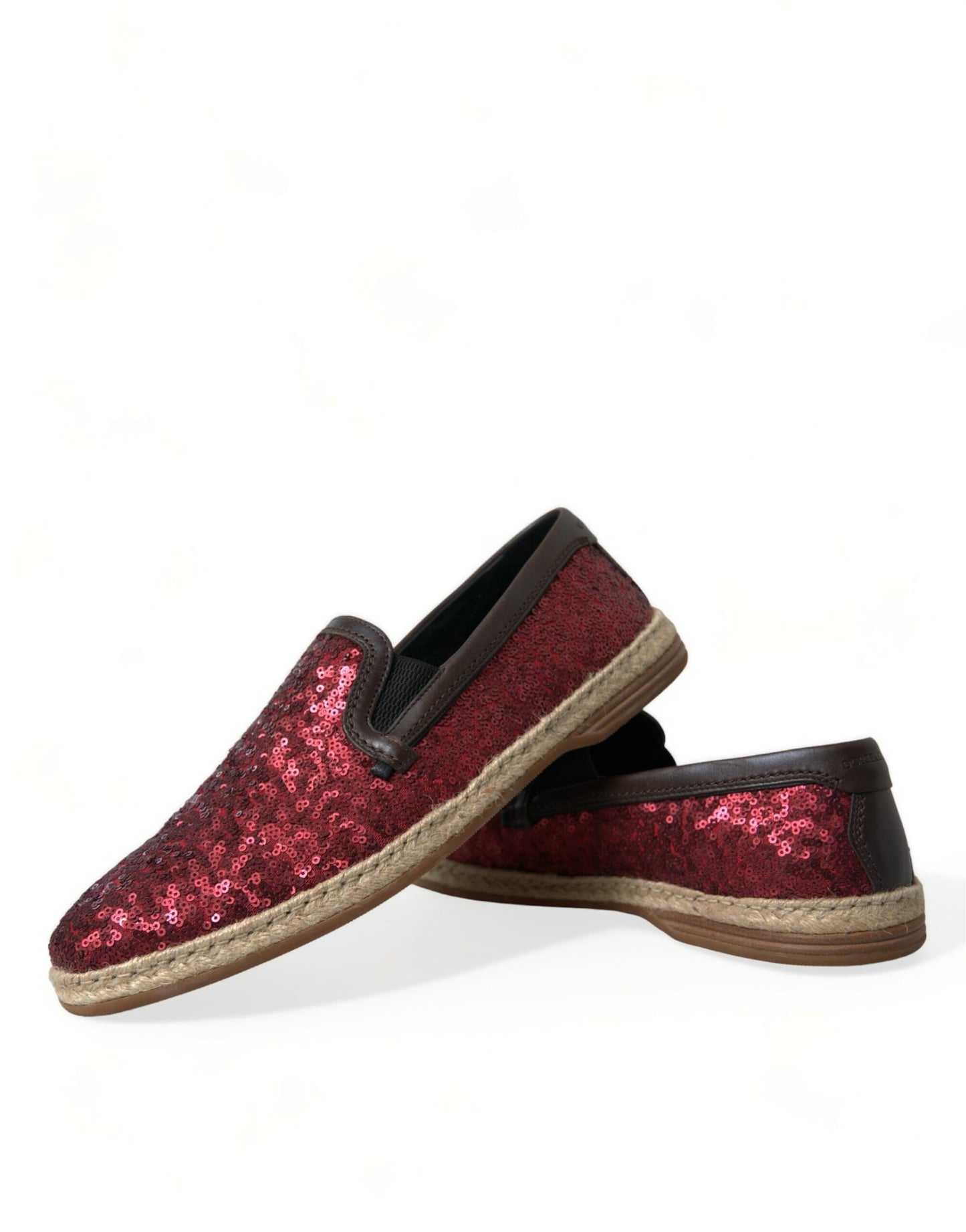 Dolce &amp; Gabbana – Rote Leder-Loafer mit Pailletten