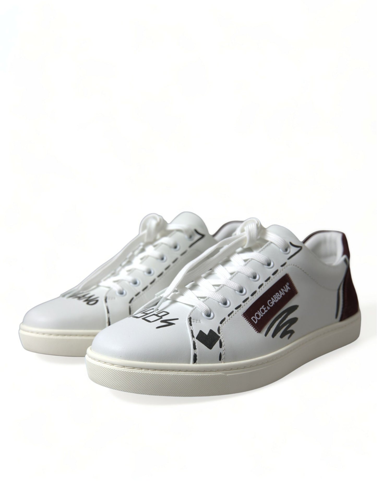 Dolce &amp; Gabbana – Exklusive Low-Top-Sneaker in Weiß und Bordeaux