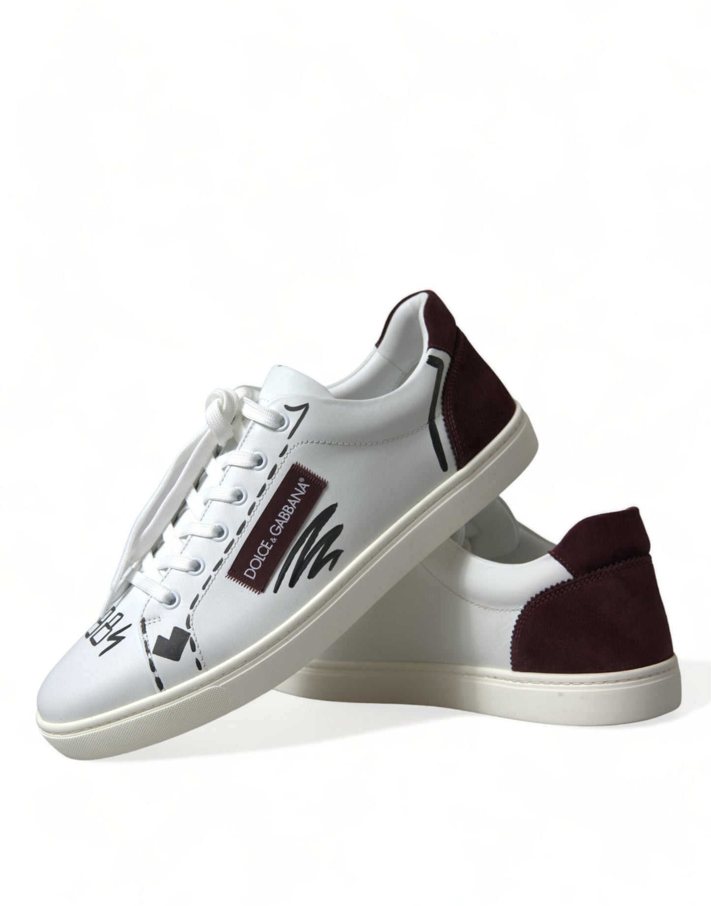 Dolce &amp; Gabbana – Exklusive Low-Top-Sneaker in Weiß und Bordeaux