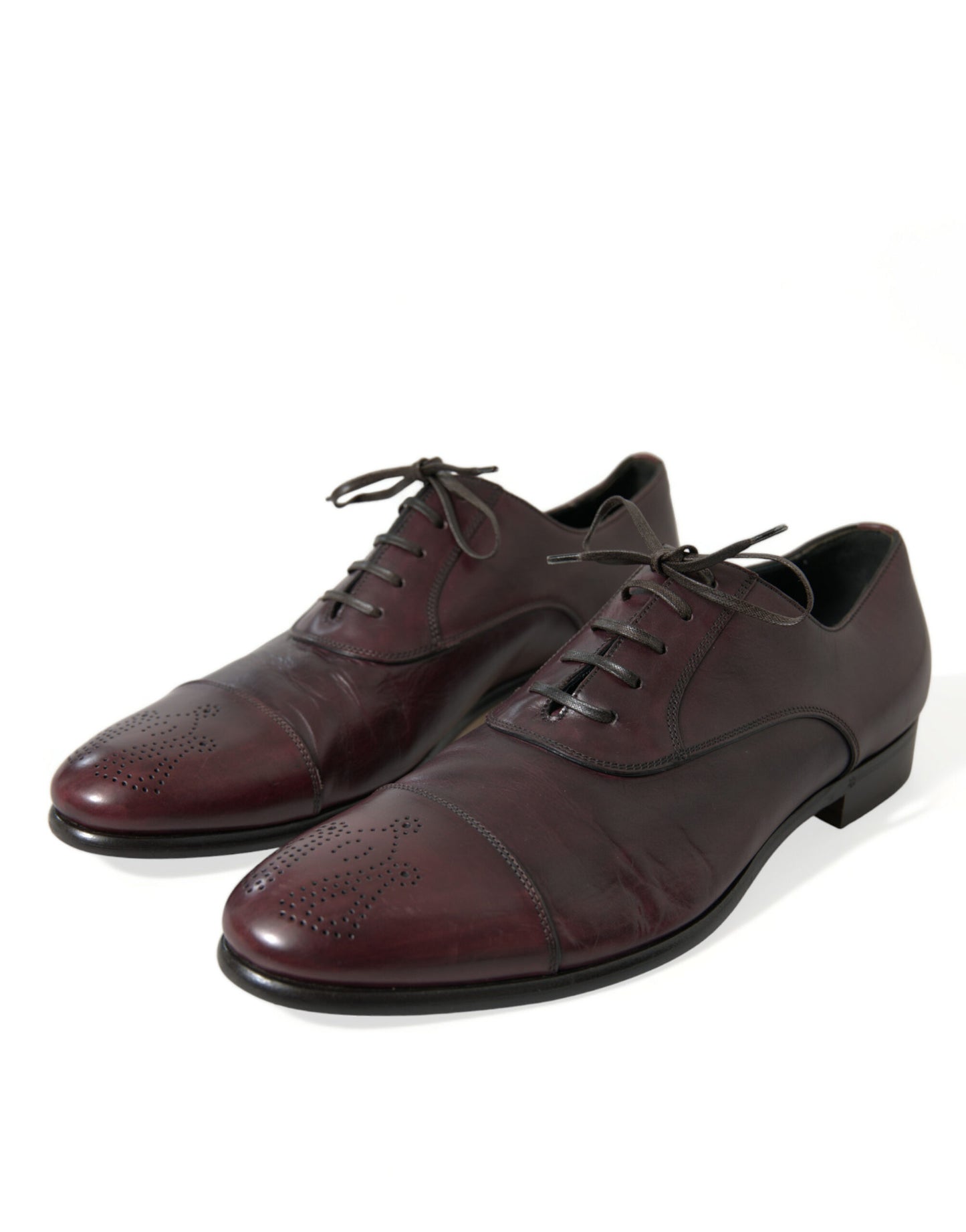 Dolce &amp; Gabbana Elegante Derby-Schuhe aus burgunderfarbenem Leder