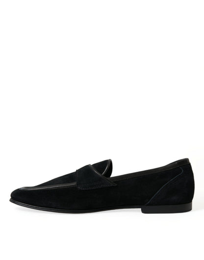 Dolce &amp; Gabbana Elegante schwarze Samt-Loafer für Herren