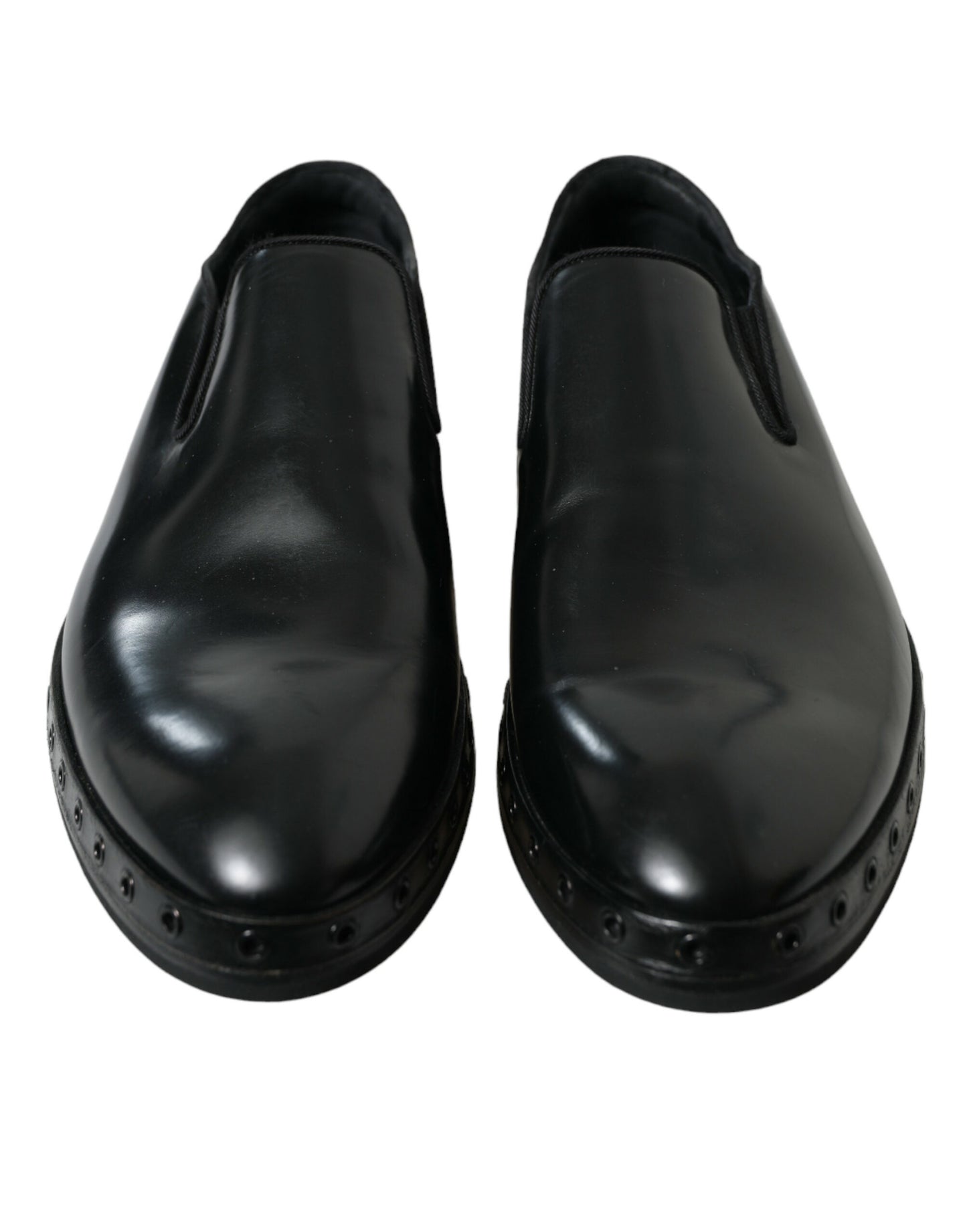 Dolce &amp; Gabbana Elegante schwarze Loafer aus Leder mit Nieten